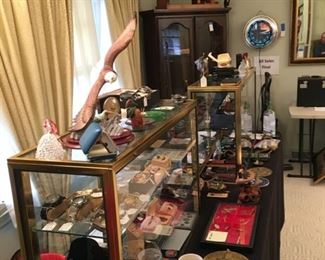 Gun cabinet, showcases loaded with small items!