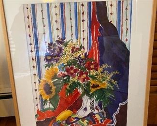 “Still Life Flowers” watercolor by Artist Charlesanna F Detra 22” x 29” $145