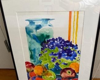 “Blue Chrysanthemums” by Lee Queen watercolor 24” x 18” $125