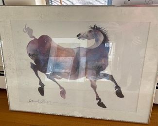 “Laughing Horse" Large Framed Print Signed "Carol Grigg 1986"; 33” x 25” $250