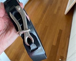 Size 26 leather belt with gorgeous silver clasp $28