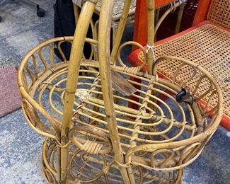 DYNAMITE Vintage Bamboo bar cart (needs wheel repair) $145