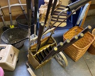 Vintage golf cart and clubs $75