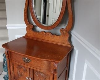 oak with  beveled  mirror    30"   x  19"