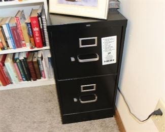 Two drawer metal file cabinet