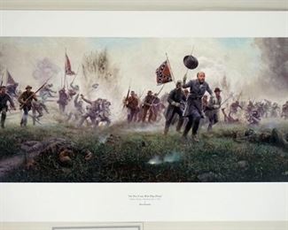 1002 MORT KUNSTLER LIMITED ED PRINT SIGNED AND NUMBERED 783, *ON THEY CAME WITH FLAGS FLYING*. 19 1/2 IN X 35 IN OVERALL