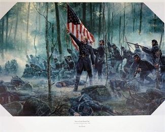 1008 MORT KUNSTLER LIMITED ED PRINT SIGNED AND NUMBERED 682, *HERO OF LITTLE ROUND TOP*. 23 1/2 IN X 31 3/4 IN OVERALL