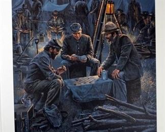 1016 MORT KUNSTLER LIMITED ED PRINT SIGNED AND NUMBERED 1104, *LETTER FROM HOME*. 25 1/2 IN X 20 3/4 IN OVERALL