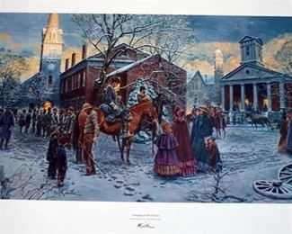 1021 MORT KUNSTLER LIMITED ED PRINT SIGNED AND NUMBERED 529, *CHANGING OF THE PICKETS*. 23 3/4 IN X 34 1/2 IN OVERALL