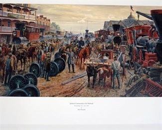 1023 MORT KUNSTLER LIMITED ED PRINT SIGNED AND NUMBERED 957, *JACKSON COMMANDEERS THE RAILROAD*. 19 1/2 IN X 34 1/2 IN OVERALL
