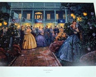 1042 MORT KUNSTLER LIMITED ED PRINT SIGNED AND NUMBERED 1834, *MOONLIGHT AND MAGNOLIAS*. 21 1/2 IN X 33 1/2 IN OVERALL