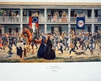 1048 MORT KUNSTLER LIMITED ED PRINT SIGNED AND NUMBERED 632, *COVERED WITH GLORY*. 17 1/2 IN X 33 1/2 IN OVERALL
