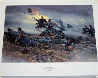 1054 MORT KUNSTLER LIMITED ED PRINT SIGNED AND NUMBERED 782, *COURAGE IN BLUE*. 20 1/4 IN X 28 IN OVERALL