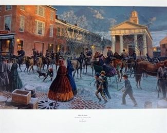 1052 MORT KUNSTLER LIMITED ED PRINT SIGNED AND NUMBERED 1086, *AFTER THE SNOW*. 22 IN X 35 IN OVERALL