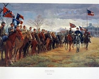 1064 MORT KUNSTLER LIMITED ED PRINT SIGNED AND NUMBERED 971 , *REVIEW AT MOSS NECK*. 33 1/2 IN X 22 IN OVERALL