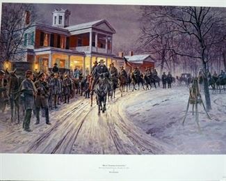 1062 MORT KUNSTLER LIMITED ED PRINT SIGNED AND NUMBERED 58 , *MERRY CHRISTMAS GENERAL LEE*. 23 IN X 32 IN OVERALL