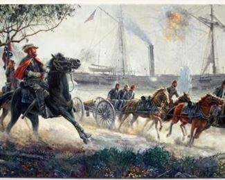 1072 MORT KUNSTLER LIMITED ED GICLEE ON CANVAS SIGNED AND NUMBERED GC 8/50, *THE STRANGEST RACE*. 17 IN X 34 IN OVERALL