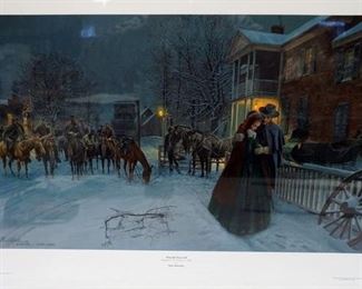 1076 MORT KUNSTLER LIMITED ED PRINT SIGNED AND NUMBERED 2235, *WAYSIDE FAREWELL*. 22 1/4 IN X 33 IN OVERALL