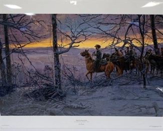 1078 MORT KUNSTLER LIMITED ED PRINT SIGNED AND NUMBERED 1105, *WAYSIDE FAREWELL*. 22 1/2 IN X 33 1/2 IN OVERALL