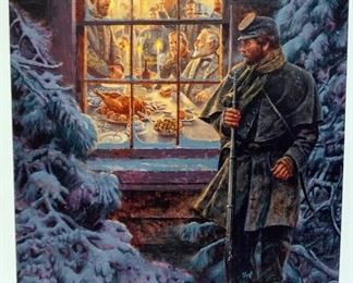 1081 MORT KUNSTLER LIMITED ED GICLEE ON CANVAS SIGNED AND NUMBERED CG 14/50, *HOW REAL SOLDIERS LIVE*. 21 IN X 17 IN OVERALL