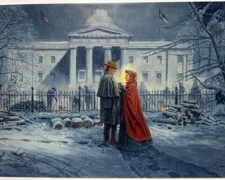 1085 MORT KUNSTLER LIMITED ED GICLEE ON CANVAS SIGNED AND NUMBERED CG 25/50, *CAPITOL FAREWELL*. 32 IN X 21 IN OVERALL