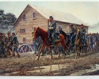1087 MORT KUNSTLER LIMITED ED GICLEE ON CANVAS SIGNED AND NUMBERED SGS 46/50, *JACKSONS FOOT CALVARY*. 24 IN X 16 IN OVERALL