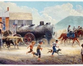 1091 MORT KUNSTLER LIMITED ED GICLEE ON CANVAS SIGNED AND NUMBERED CG 8/50, *HEAVY TRAFFIC ON THE VALLEY PIKE*. 16 IN X 38 IN OVERALL