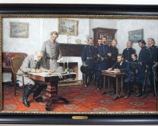 1093 TOM LOVELL LIMITED ED GICLEE ON CANVAS SIGNED AND NUMBERED 46/150, *SURRENDER AT APPOMATTOX*. 30 IN X 45 1/4 IN, BY THE GREENWICH WORKSHOP
