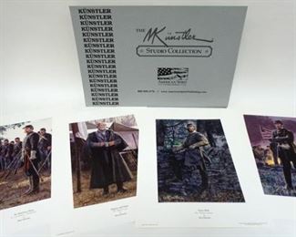 1104 MORT KUNSTLER LIMITED ED PRINTS SIGNED AND NUMBERED 224/300, *THE NEW GENERAL*, *STONEWALL*, *DIGNITY AND VALOR* AND *AN AMERICAN HERO*. 16 1/2 IN X 12 IN