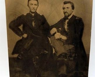1107 IMAGE OF CAPT JACOB MCPHERSON HENDRICKSON AND UNIDENTIFIED SOLDIER, 4 IN X 19 IN