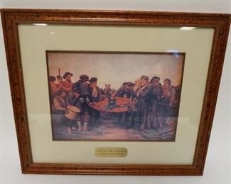 1133 FRAMED PRINT DEPICTING THE CIVIL WAR BY RICHARD MORRIS BROOK *FURLING THE FLAG*, 20 1/2 IN X 17 1/2 IN