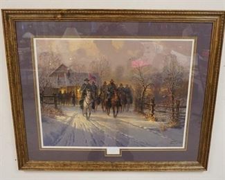 1134 FRAMED PRINT DEPICTING THE CIVIL WAR BY G HARVEY, LIMIT ED ARTIST PROOF & NUMBERED 237/250, *LEE AND LONGSTREET* W/COA, 31 1/2 IN X 39 IN