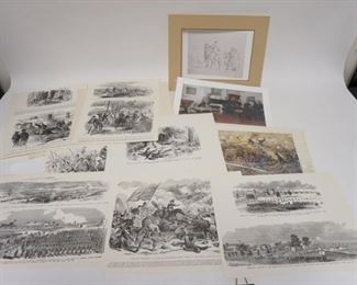 1136 ASSORTMENT OF PRINTS & LITHOS DEPICTING CIVIL WAR BATTLES