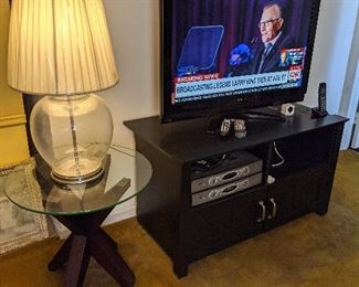 Accent table / large lamp / TV / entertainment cabinet
