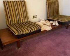 Vintage bench with upholstered seats