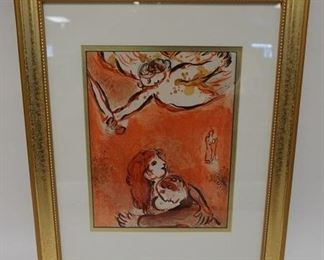 1039	MARC CHAGALL *THE FACE OF ISRAEL* FRAMED ORIGINAL 1960 LITHO FROM THE DRAWINGS FOR THE BIBLE WITH COA

