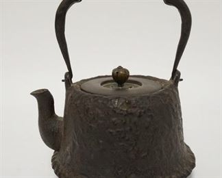 1045	ASIAN CAST IRON TEAPOT W/CHARACTER MARKS ON INSIDE OF BRONZE LID, 8 IN HIGH
