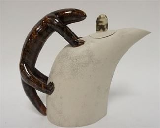 1066	MODERN TEAPOT W/ANIMAL HANDLE, UNMARKED, 8 IN HIGH
