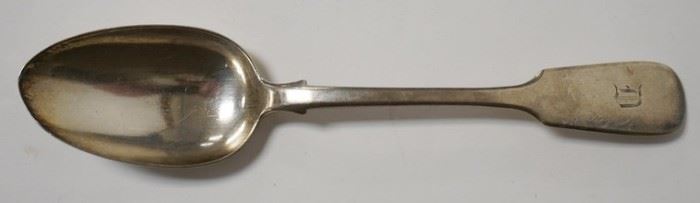1071	MONOGRAMMED COIN SILVER SPOON, 2.425 TOZ
