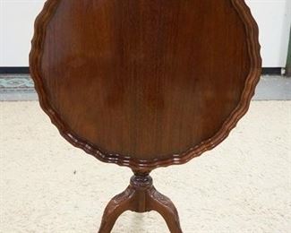 1078	MAHOGANY PIE CRUST TILT TOP TABLE W/CARVED COLUMN & BALL & CLAW FEET, 30 1/2 IN X 29 1/2 IN HIGH
