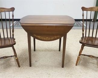 1091	HITCHCOCK DROP LEAF TABLE W/2 LEAVES & 2 SIDE CHAIRS, TABLE OPEN 42 IN WIDE X 33 IN DEEP X 29 1/2 IN HIGH

