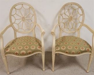 1134	PAIR OF WEB BACKED UPHOLSTERED SEAT ARM CHAIRS
