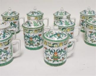 1177	GROUP OF 15 COVERED ASIAN TEA CUPS
