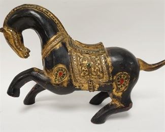 1186	WOOD LACQUERED THAI PRANCING HORSE, 18 IN X 12 1/2 IN
