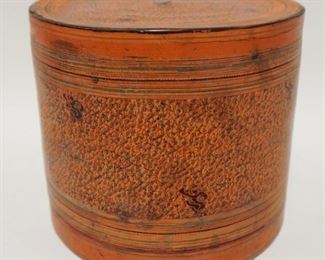 1190	BURMESE LACQUERED BETEL BOX, 8 1/4 IN X 7 1/4 IN, DAMAGE TO EXTERIOR

