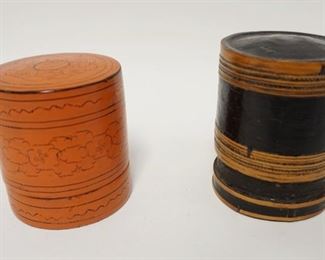 1191	2 BURMESE LACQUERED BETEL BOXES, LARGEST IS 4 IN X 3 1/2 IN
