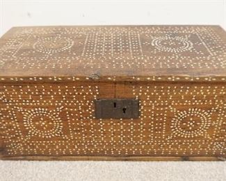 1197	SMALL WOOD DOVETAILED ASIAN CHEST W/MOTHER OF PEARL INLAID DESIGNS, 23 1/4 IN X 11 1/4 IN X 10 IN
