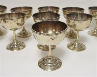 1217	GROUP OF 11 SILVER PLATE GOBLETS MARKED THE RALEIGH UNDERNEATH, 6 3/4 IN HIGH, 5 1/4 IN ROUND
