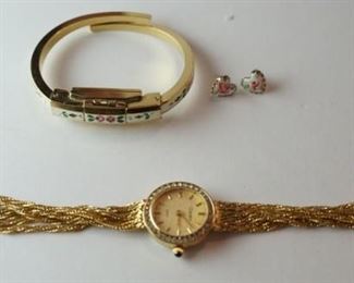 1270	GOLAYSTAHL BRACELET WATCH WITH EARRING AND CARDINI WATCH
