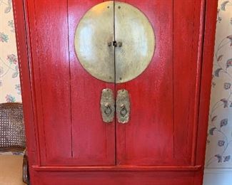 Gorgeous antique red lacquer cabinet 